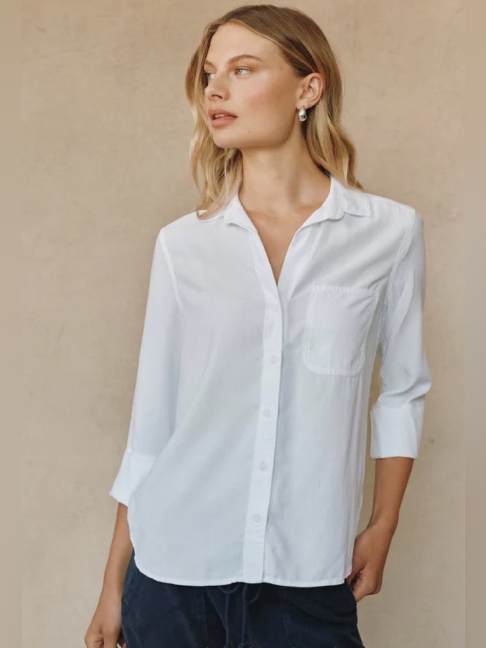 Bella Dahl Classic Women's White Button-Down Shirt size small